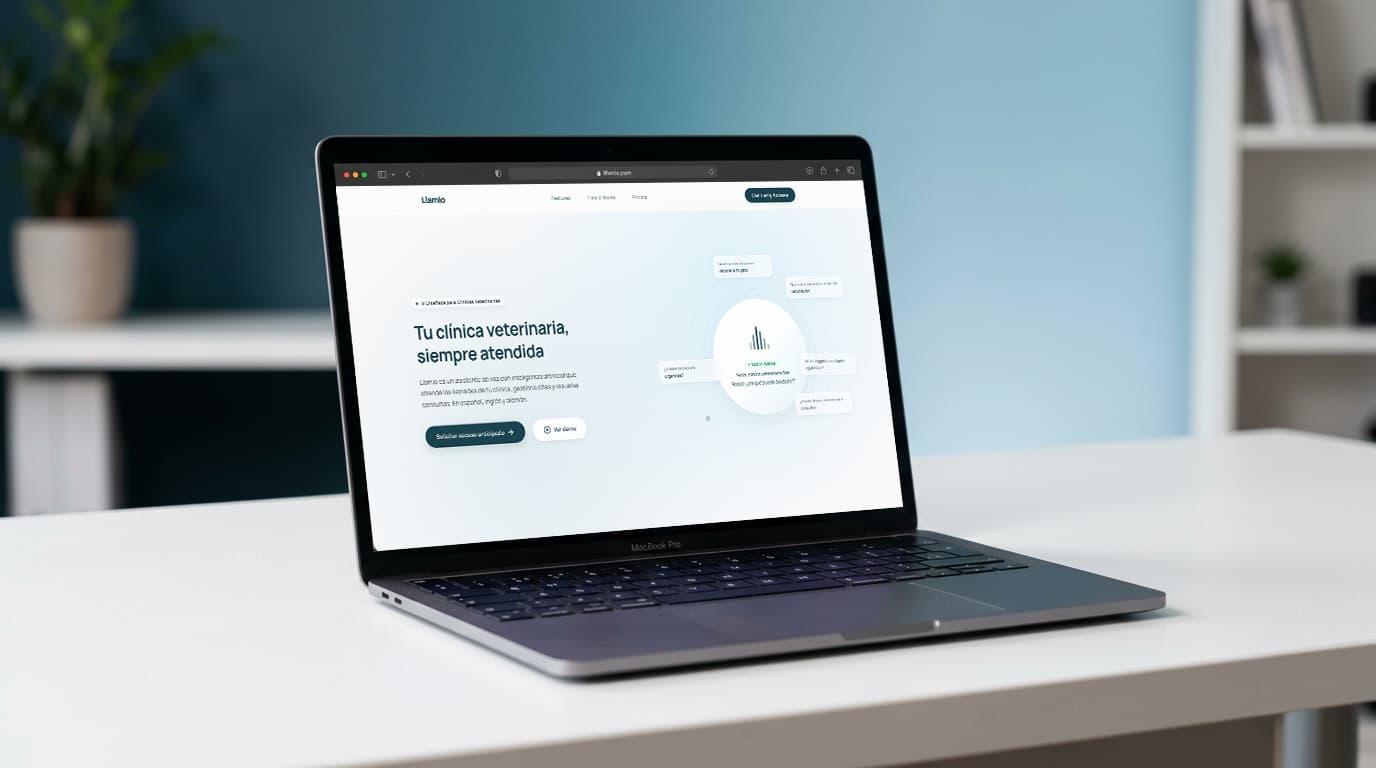 Llamio AI voice assistant for veterinary clinics landing page